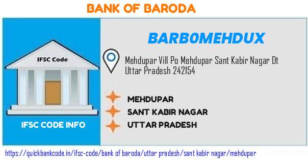 Bank of Baroda Mehdupar BARB0MEHDUX IFSC Code