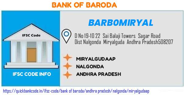 Bank of Baroda Miryalgudaap BARB0MIRYAL IFSC Code