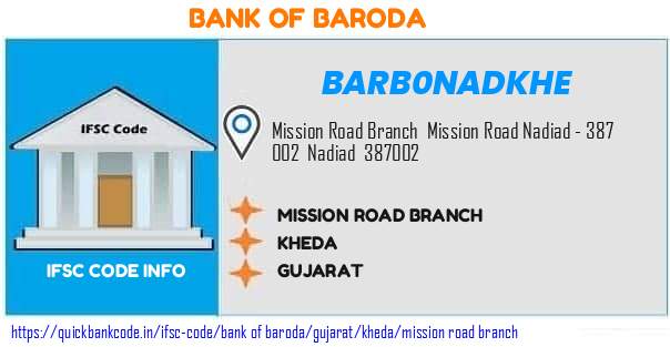Bank of Baroda Mission Road Branch BARB0NADKHE IFSC Code