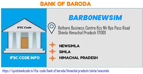 Bank of Baroda Newsimla BARB0NEWSIM IFSC Code