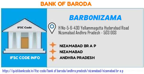 Bank of Baroda Nizamabad Br A P  BARB0NIZAMA IFSC Code