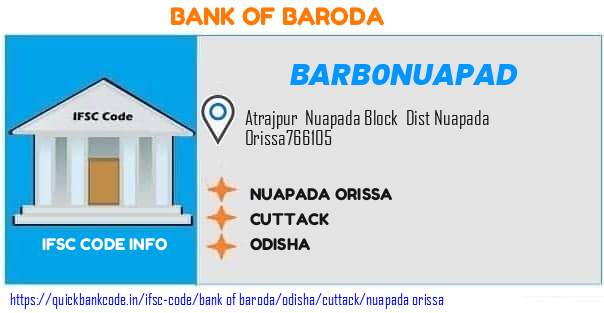 Bank of Baroda Nuapada Orissa BARB0NUAPAD IFSC Code