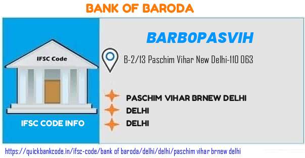 Bank of Baroda Paschim Vihar Brnew Delhi BARB0PASVIH IFSC Code