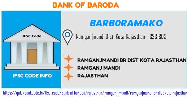 Bank of Baroda Ramganjmandi Br Dist Kota Rajasthan BARB0RAMAKO IFSC Code