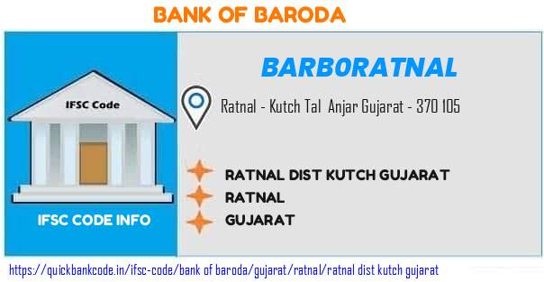 Bank of Baroda Ratnal Dist Kutch Gujarat BARB0RATNAL IFSC Code