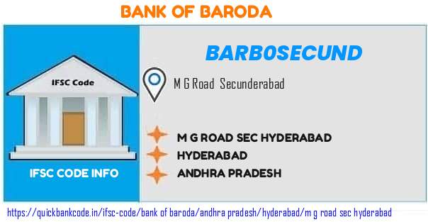 Bank of Baroda M G Road Sec Hyderabad BARB0SECUND IFSC Code