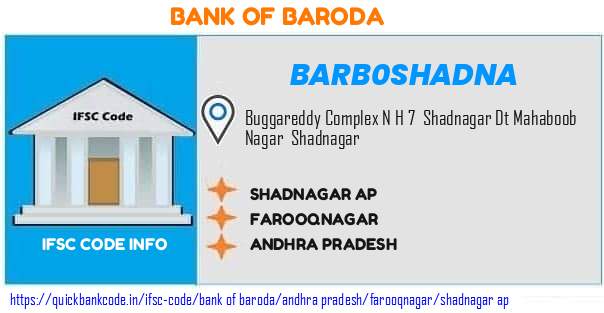 Bank of Baroda Shadnagar Ap BARB0SHADNA IFSC Code