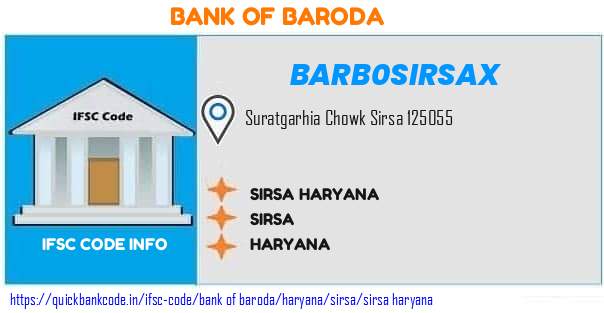 Bank of Baroda Sirsa Haryana BARB0SIRSAX IFSC Code
