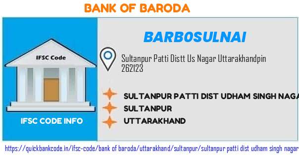 Bank of Baroda Sultanpur Patti Dist Udham Singh Nagar BARB0SULNAI IFSC Code