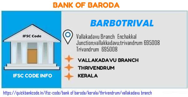 Bank of Baroda Vallakadavu Branch BARB0TRIVAL IFSC Code