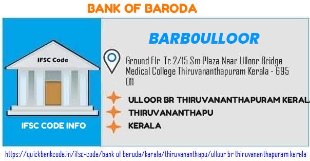 Bank of Baroda Ulloor Br Thiruvananthapuram Kerala BARB0ULLOOR IFSC Code