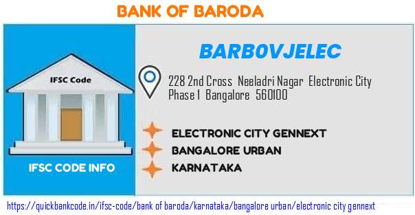 Bank of Baroda Electronic City Gennext BARB0VJELEC IFSC Code