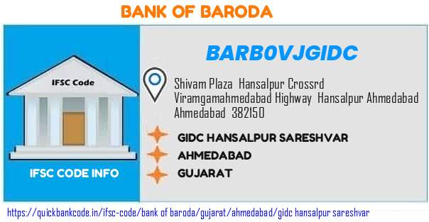 Bank of Baroda Gidc Hansalpur Sareshvar BARB0VJGIDC IFSC Code