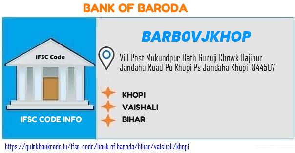 Bank of Baroda Khopi BARB0VJKHOP IFSC Code