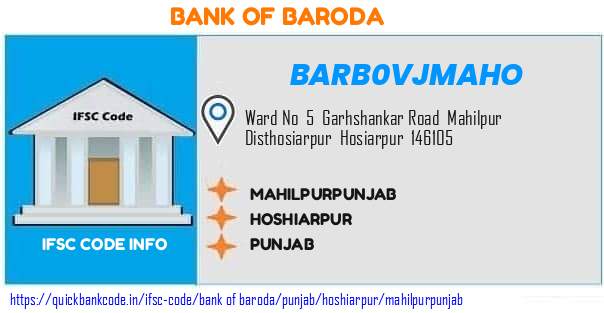 Bank of Baroda Mahilpurpunjab BARB0VJMAHO IFSC Code