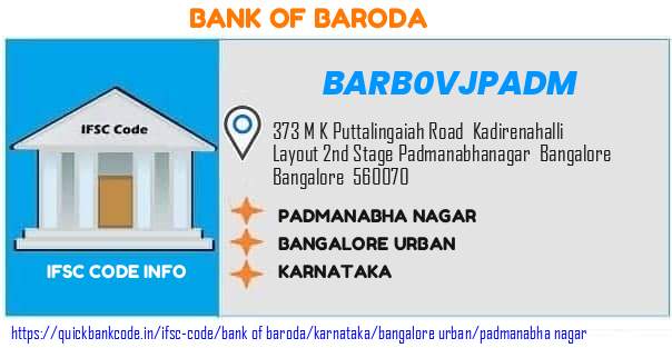 Bank of Baroda Padmanabha Nagar BARB0VJPADM IFSC Code