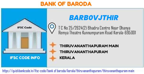 Bank of Baroda Thiruvananthapuram Main BARB0VJTHIR IFSC Code