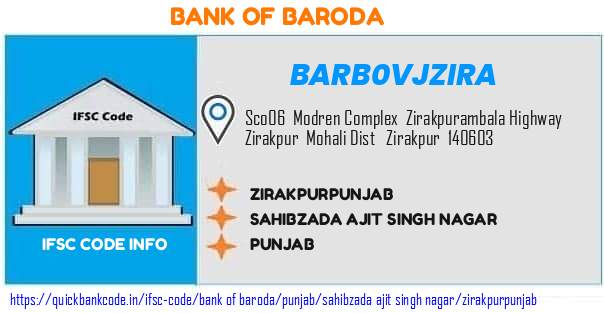 Bank of Baroda Zirakpurpunjab BARB0VJZIRA IFSC Code