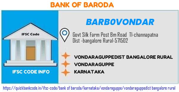 Bank of Baroda Vondaraguppedist Bangalore Rural BARB0VONDAR IFSC Code