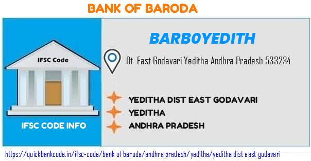 Bank of Baroda Yeditha Dist East Godavari BARB0YEDITH IFSC Code