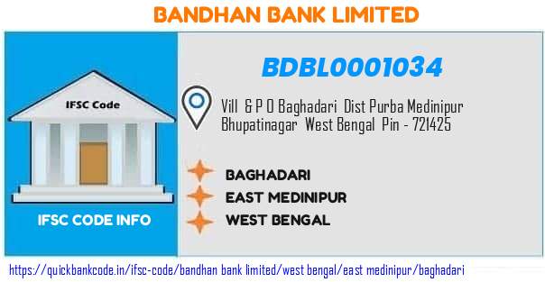 Bandhan Bank Baghadari BDBL0001034 IFSC Code