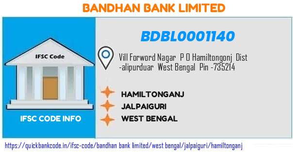 BDBL0001140 Bandhan Bank. Hamiltonganj