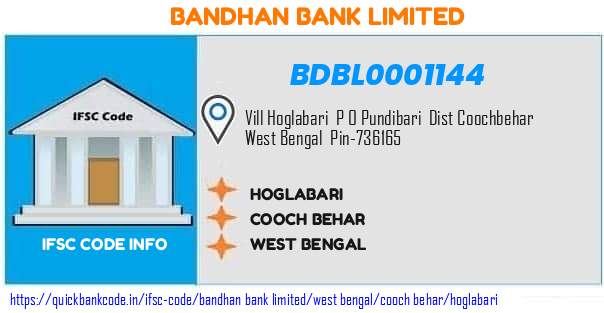 Bandhan Bank Hoglabari BDBL0001144 IFSC Code