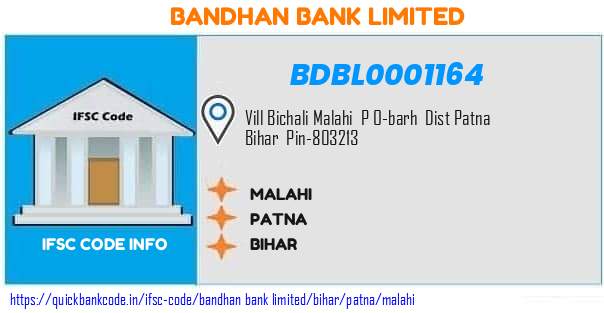 Bandhan Bank Malahi BDBL0001164 IFSC Code