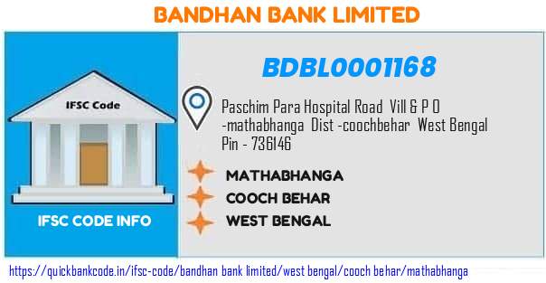 Bandhan Bank Mathabhanga BDBL0001168 IFSC Code