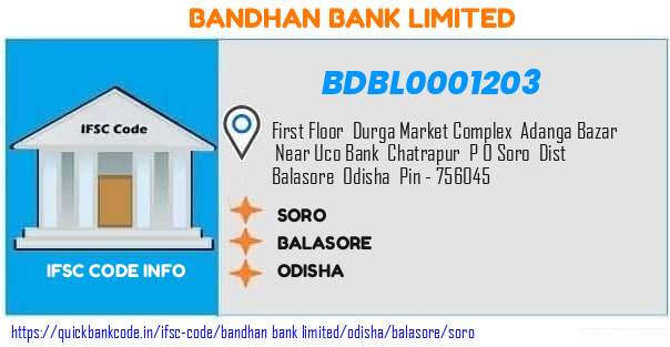Bandhan Bank Soro BDBL0001203 IFSC Code
