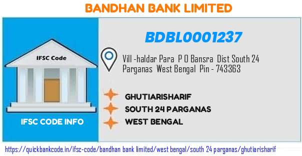 Bandhan Bank Ghutiarisharif BDBL0001237 IFSC Code
