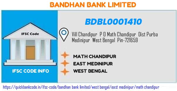 Bandhan Bank Math Chandipur BDBL0001410 IFSC Code