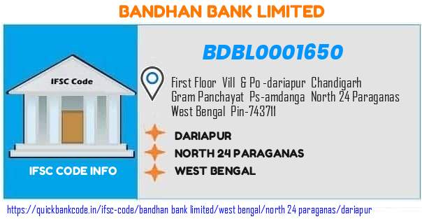 Bandhan Bank Dariapur BDBL0001650 IFSC Code