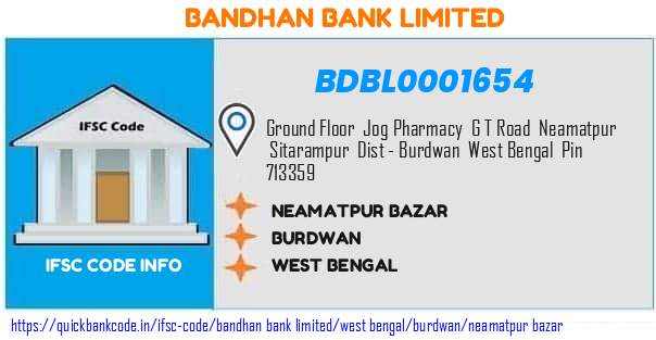 Bandhan Bank Neamatpur Bazar BDBL0001654 IFSC Code