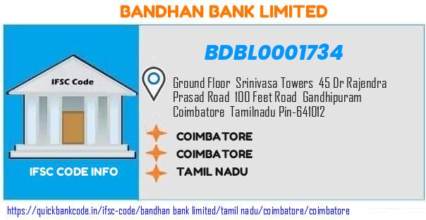 Bandhan Bank Coimbatore BDBL0001734 IFSC Code