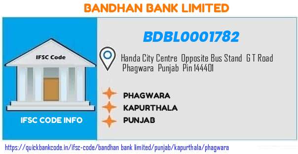 Bandhan Bank Phagwara BDBL0001782 IFSC Code