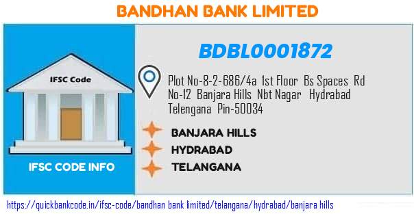 Bandhan Bank Banjara Hills BDBL0001872 IFSC Code