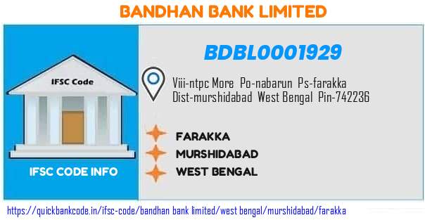 Bandhan Bank Farakka BDBL0001929 IFSC Code