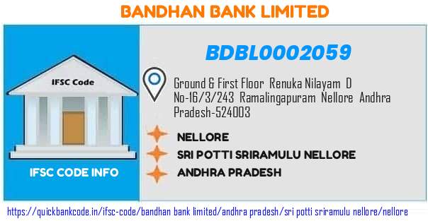 Bandhan Bank Nellore BDBL0002059 IFSC Code