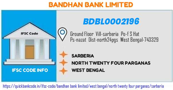 Bandhan Bank Sarberia BDBL0002196 IFSC Code