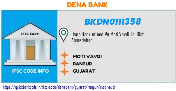 Dena Bank Moti Vavdi BKDN0111358 IFSC Code