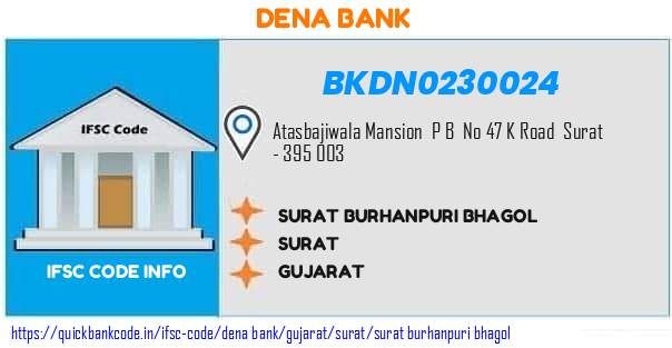 Dena Bank Surat Burhanpuri Bhagol BKDN0230024 IFSC Code