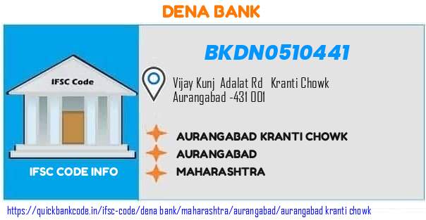 Dena Bank Aurangabad Kranti Chowk BKDN0510441 IFSC Code