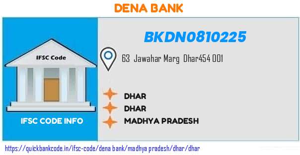 Dena Bank Dhar BKDN0810225 IFSC Code