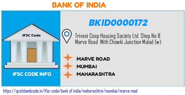 Bank of India Marve Road BKID0000172 IFSC Code