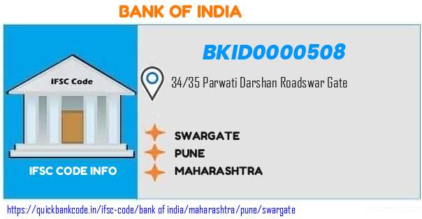 Bank of India Swargate BKID0000508 IFSC Code