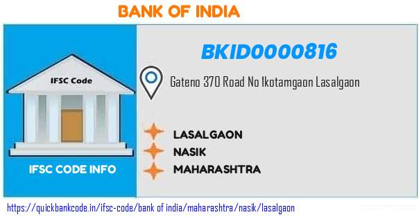 Bank of India Lasalgaon BKID0000816 IFSC Code