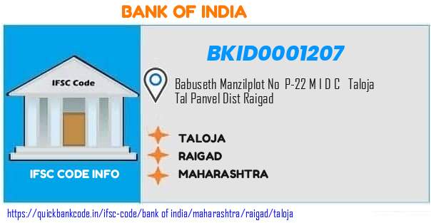 Bank of India Taloja BKID0001207 IFSC Code