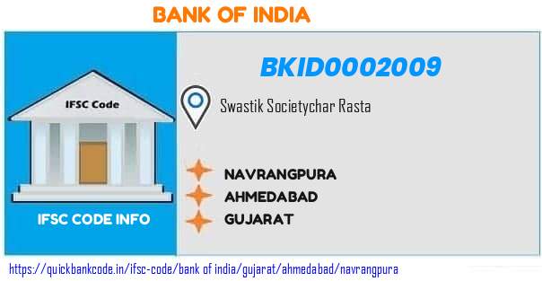 Bank of India Navrangpura BKID0002009 IFSC Code