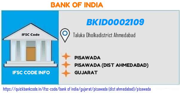 Bank of India Pisawada BKID0002109 IFSC Code